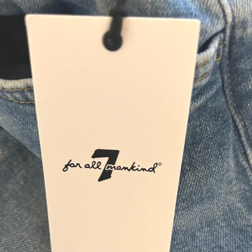 New W/Tag 7 For All Mankind Jeans Womens Size 25 Distressed Blue Denim MRSP $228